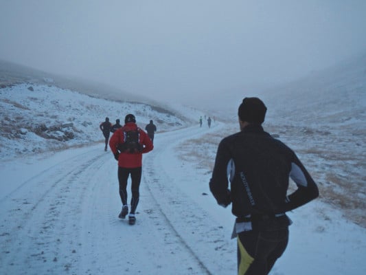 Runners in the Polar Circle Marathon. (Photo by Laurent Gillioz/flickr)