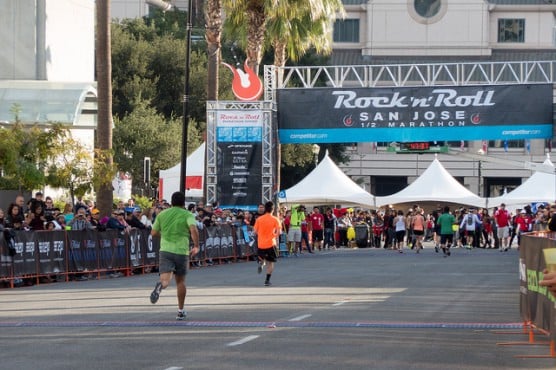 The finish line at the 2013 Rock 'n' Roll San Jose Half Marathon.