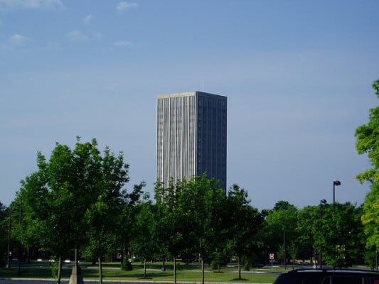 The Indian Quad tower at University at Albany-SUNY. (Photo by Joel Kramer/flickr)