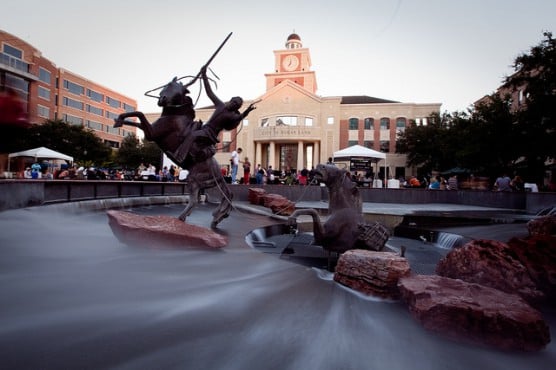 The Sugar Land town square in Sugar Land, Texas. (Photo by Ed Schipul/flickr)