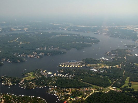 Lake of the Ozarks, Missouri, as seen from the air in April 2010. (Photo by Marydia Baldman/flickr)