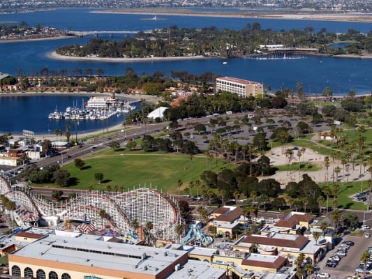 Aerial view of Mission Bay Park, San Diego. (Photo by Phil Konstantin/flickr)