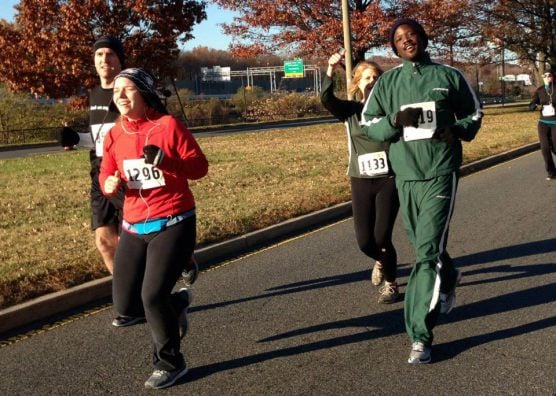 Back on My Feet team members racing at the Run for Shelter in Alexandria, Va.