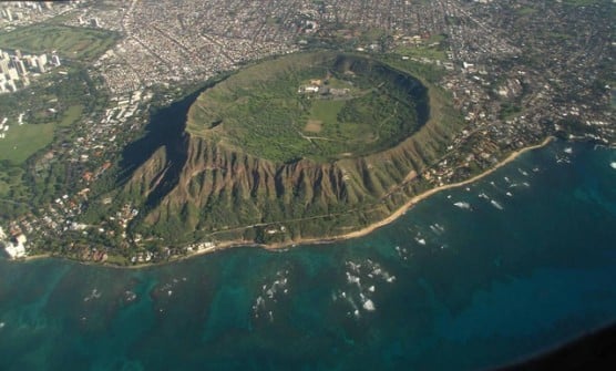 Diamond Head, Hawaii, as viewed from a plane. (Photo by Eric Tessmer/flickr)