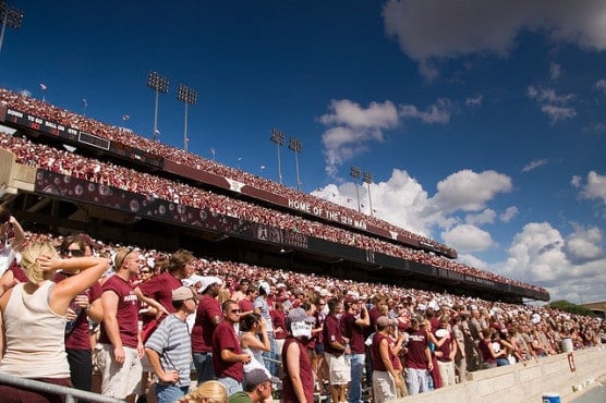 Students at Kyle Field, Texas A&M University, College Station, Texas. (Photo by Stuart Seeger/flickr)