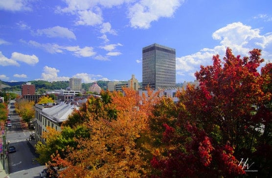 Downtown Asheville, North Carolina, in November 2014. (Photo by Hunter Ward/flickr)