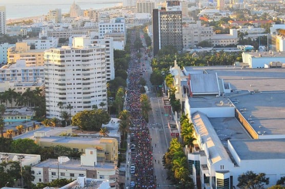 Runners head down Washington Street at the 2011 Miami Beach 13.1 Marathon. (Photo by Curtis Alan Jackson/flickr)