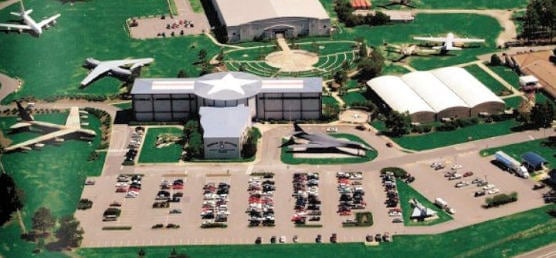 The Museum of Aviation at Robins Air Force Base, as seen from the air. (Photo by Wikimedia)