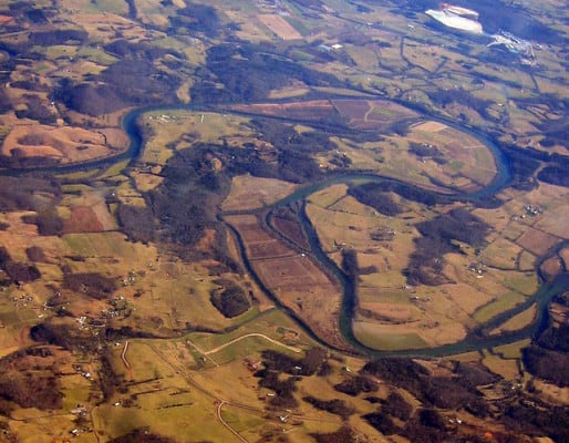 The Holston River in Tennessee, as seen from the air. (Photo by WorldIslandInfo.com/flickr)