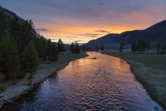 Sunset on the Madison River in Yellowstone National Park. (NPS/Neal Herbert)