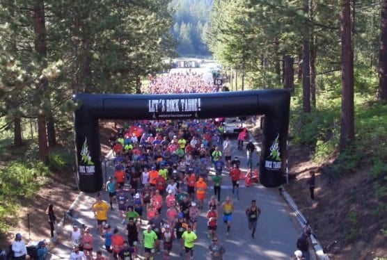 Rock Tahoe Half Marathon starting line.