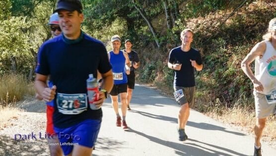 Runners on the course at the Rock the Loch Half Marathon in Castro Valley, Calif.