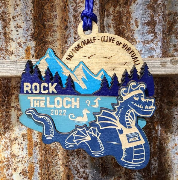 The race medal for the Rock the Loch Half Marathon in Castro Valley, Calif.
