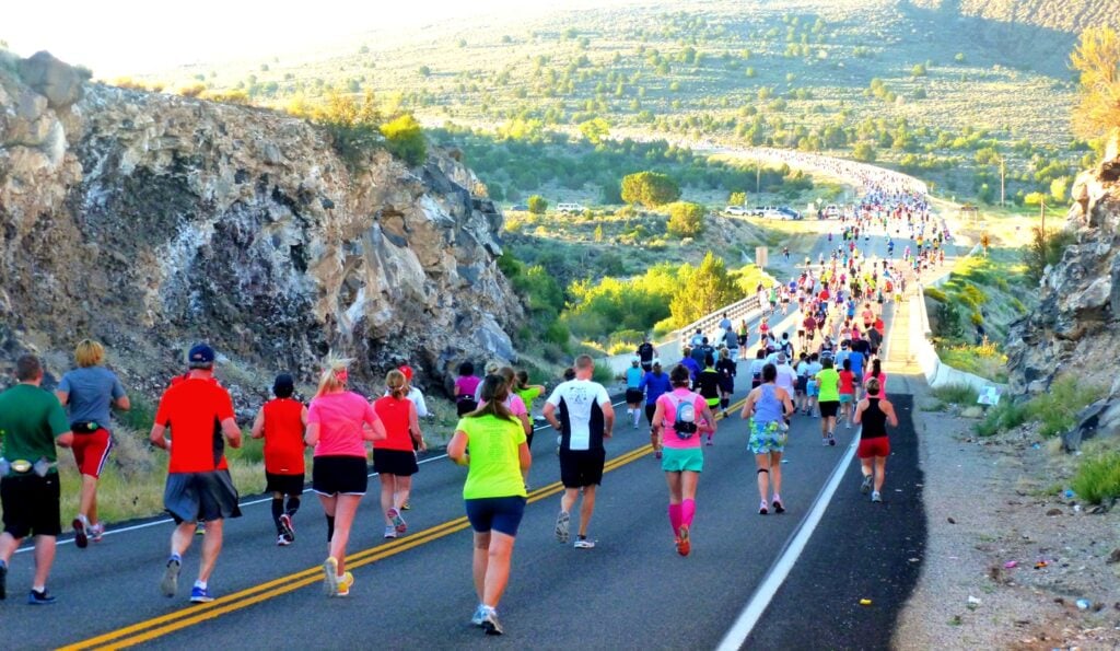 runners in the st george mini marathon, a fall half marathon race